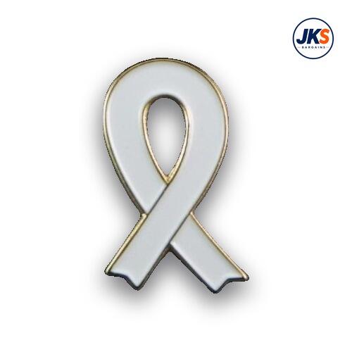 20 x White Ribbon Pin Badges