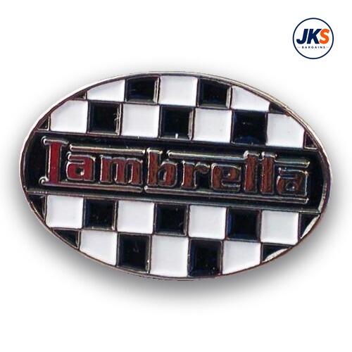 Oval Lambretta Checkerboard Pin Badge