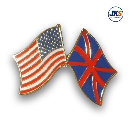 US And UK Flags Pin Badge