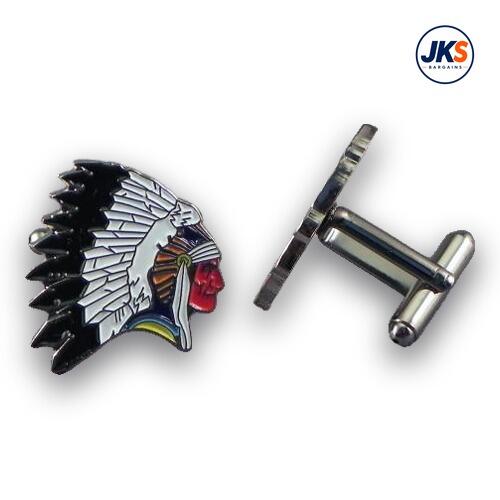 10 Pairs x Wild West Style Indian Chief Head Cufflinks