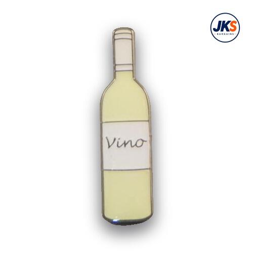 White Wine Bottle Pin Badge