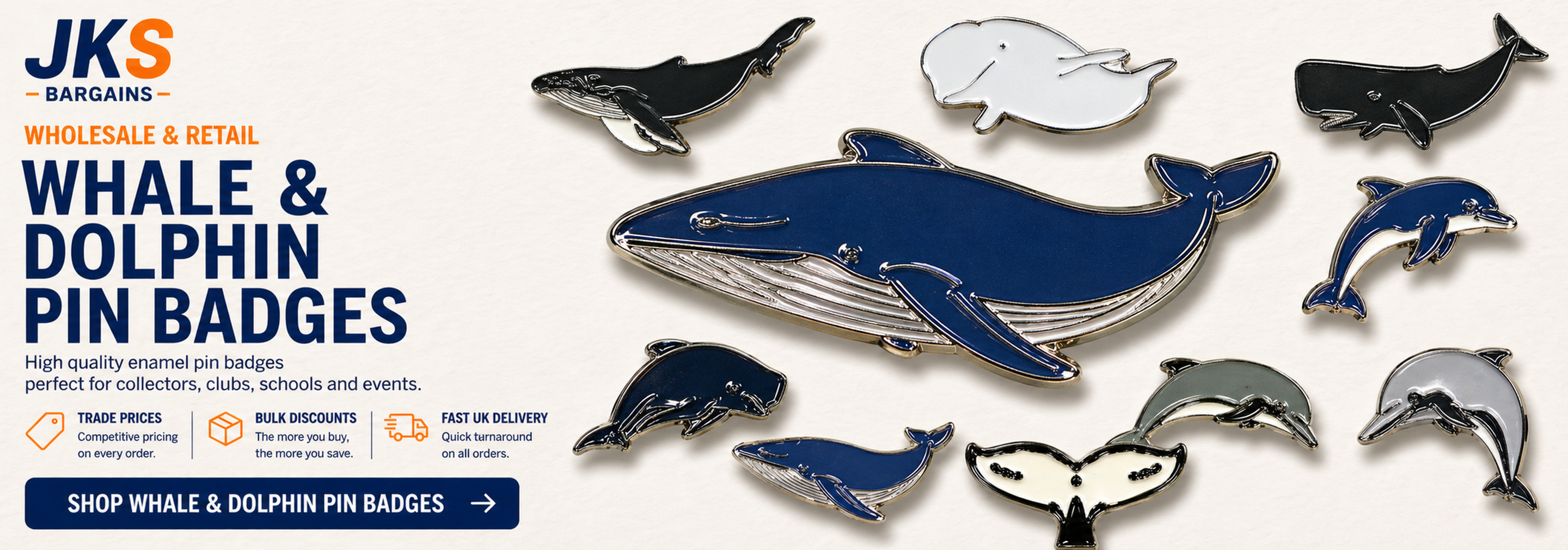 Whales and Dolphins Pin Badges