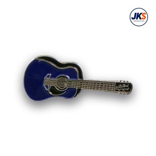 Blue Acoustic Guitar Pin Badge