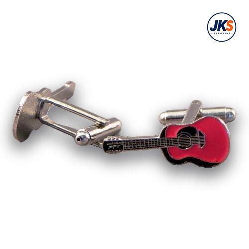 Red Acoustic Guitar Cufflinks