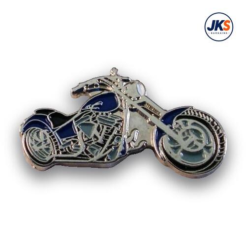 Dark Blue Chopper Motorbike Pin Badge
