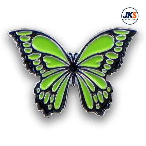 20 x Green Butterfly (Style 2) Pin Badges