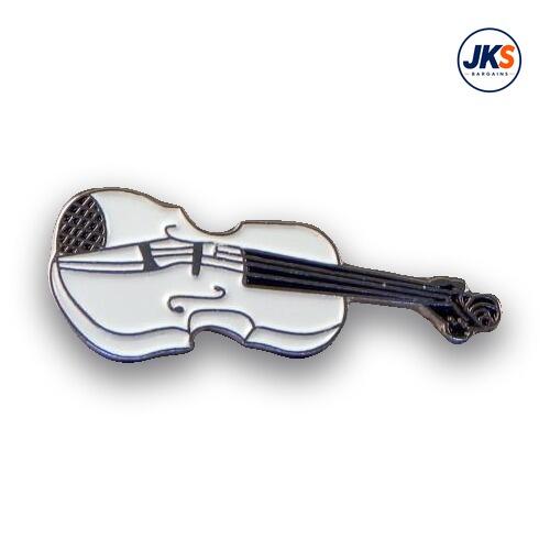 White Violin Pin Badge