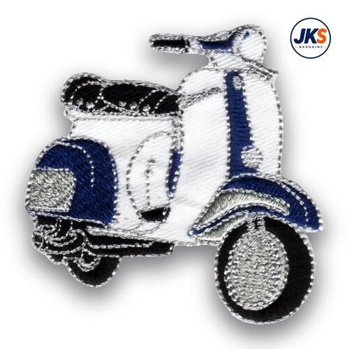 Blue + White Scooter (Style 2) Iron on Patch
