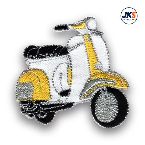 Yellow + White Scooter (style 2) Iron on Patch