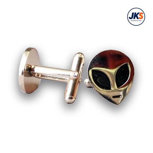Chrome Alien Head Cufflinks