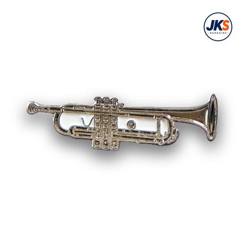 Chrome Plated Trumpet Pin Badge