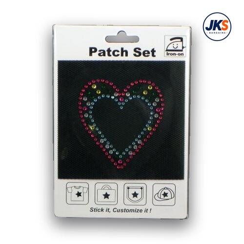 Rhinestone Heart Iron on Patch