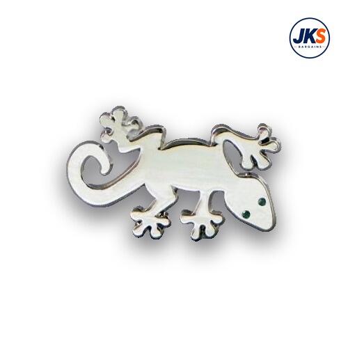 Nickel Plated Gecko Pin Badge