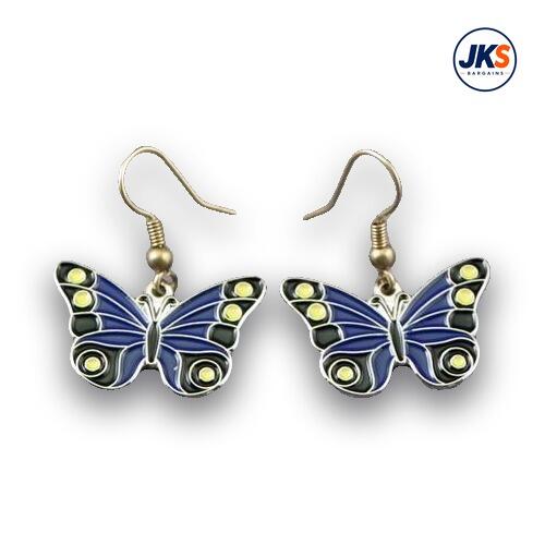10 x Pairs Blue Butterfly Earrings