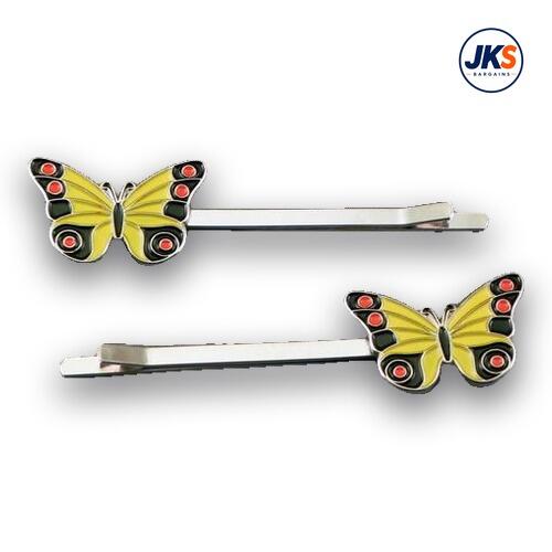 10 x Pairs Butterfly Yellow Hair Grips