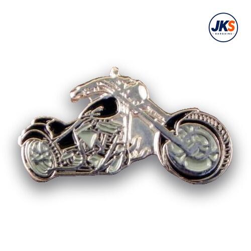 Black Chopper Motorbike Pin Badge