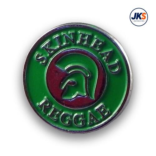 20 x Green SkinHead Reggae Pin Badges