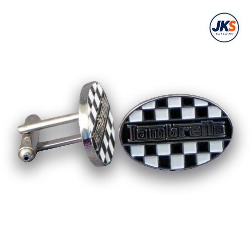 10 Pairs x Oval Checkerboard Lambretta Cufflinks