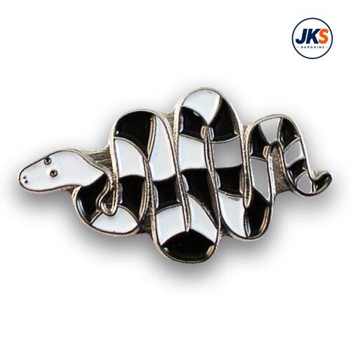 Black + White Banded Snake Pin Badge