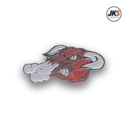 Cartoon Style Raging Bull Head Pin Badge