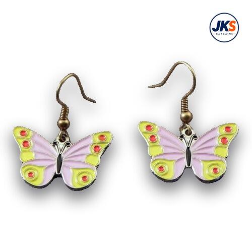 10 x Pairs Pink Butterfly Earrings