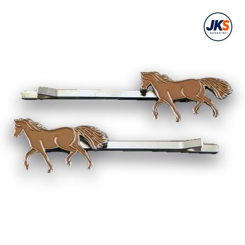 10 x Pairs Horse Brown Hair Grips