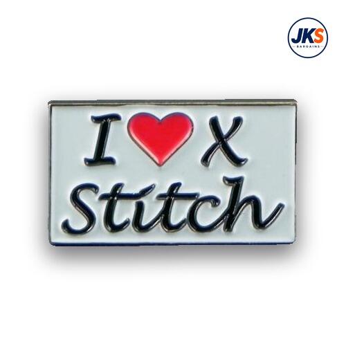 20 x I Love Cross Stitch Pin Badges