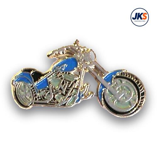Blue Chopper Motorbike Pin Badge
