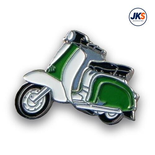 Green + White Scooter Pin Badge