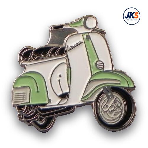 20 x Light Green + White Scooter (Style 2) Pin Badges