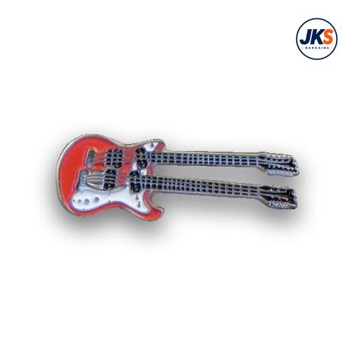 20 x Red Double Headed Guitar Pin Badges