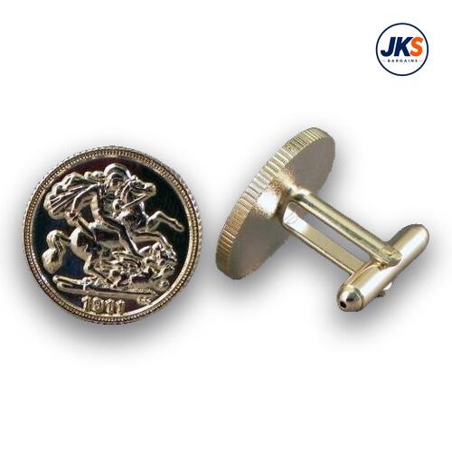 10 Pairs x Replica Gold Sovereign Coin Cufflinks