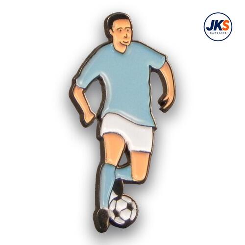 Light Blue + White Footballer Pin Badge