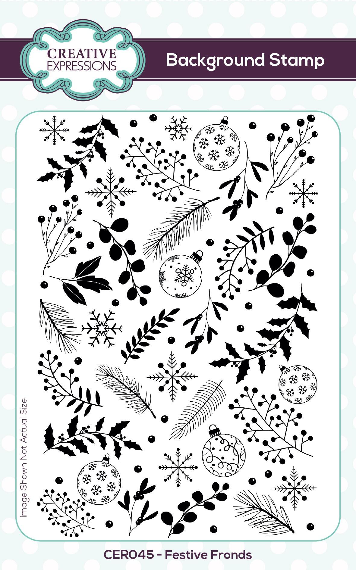 Creative Expressions Festive Fronds Pre Cut 4 x 6 Rubber Stamp Set CER045