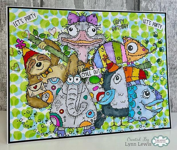 Woodware - A6 Clear Stamp Set by Françoise Read - Birthday Fishes