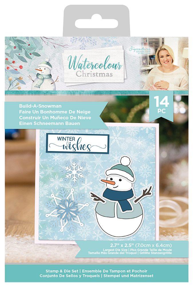 Sara Signature Watercolour Christmas Stamp and Die Build A Snowman