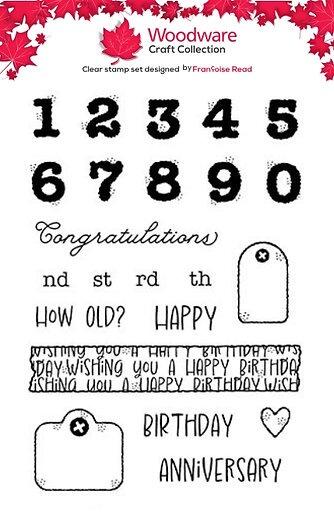 Woodware - A6 Clear Stamp Set by Françoise Read - Birthday Numbers