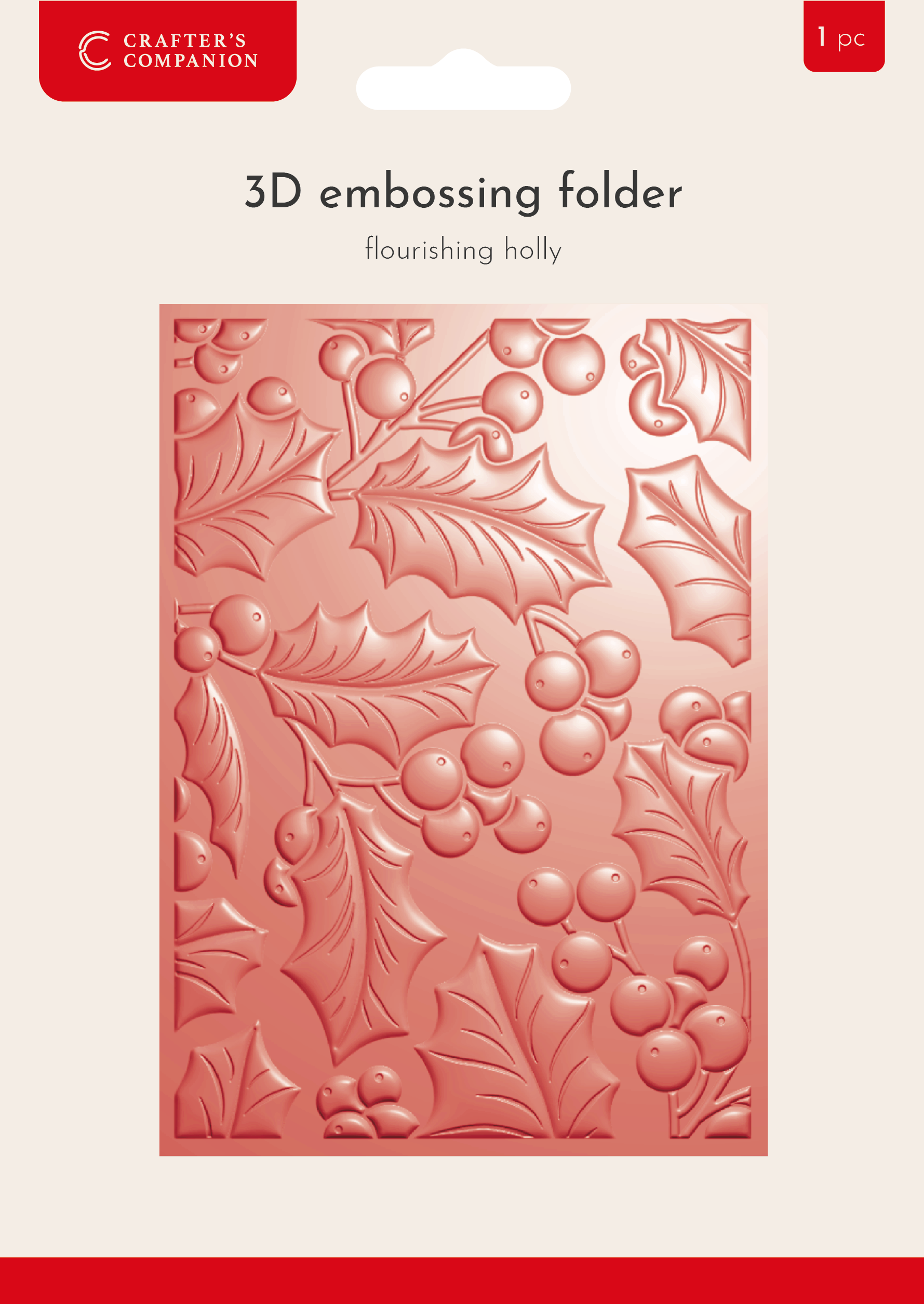 Crafter's Companion - 3D Embossing Folder 5" x 7" - Flourishing Holly