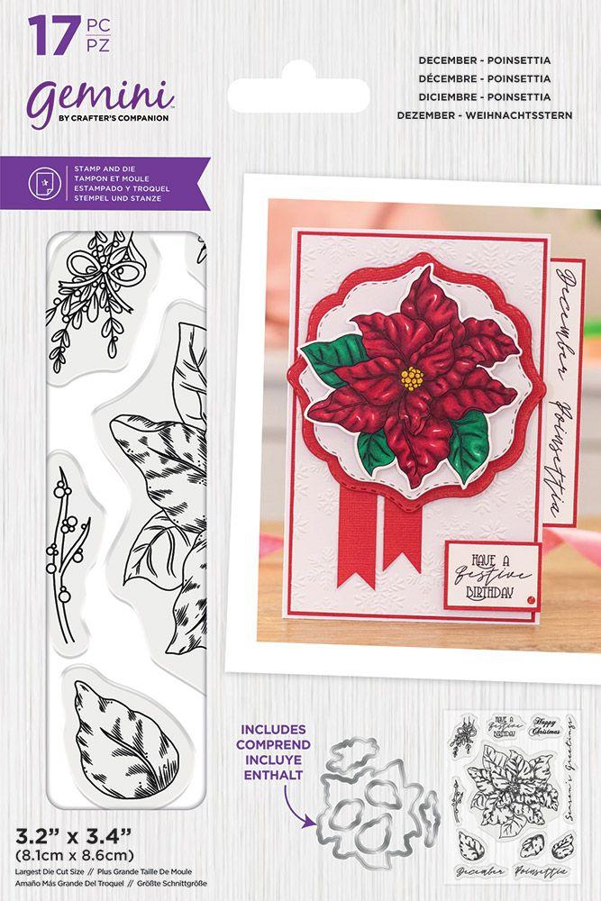 Gemini Birthday Month Floral Stamp and Die December Poinsettia