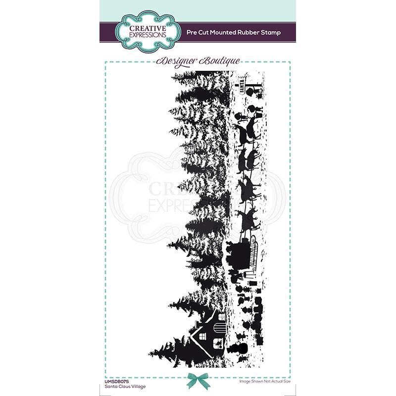 Designer Boutique Collection Santa Claus Village DL Pre Cut Rubber Stamp UMSB075