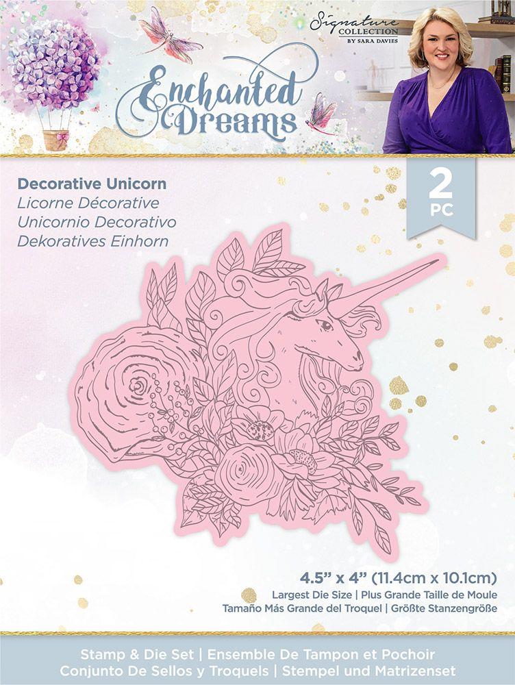 Sara Signature Enchanted Dreams Stamp Die Set Decorative Unicorn