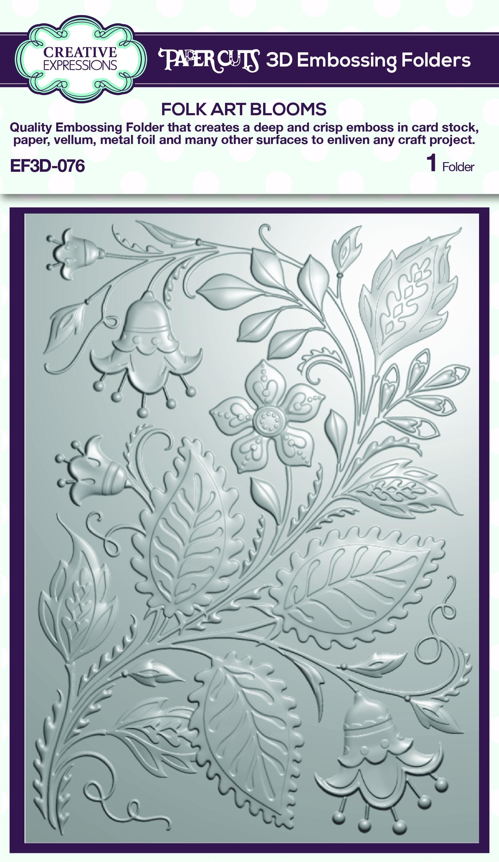 Creative Expressions 5 in x 7 in 3D Embossing Folder - Folk Art Blooms  EF3D-076