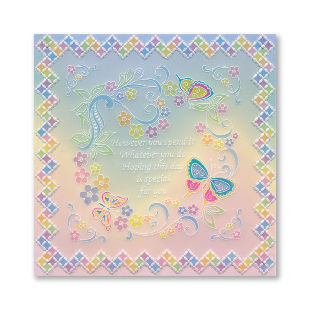 Placa Groovi Para Pergamino - Diseño De Encaje Y Mariposas, Tamaño A5 (148x148mm)