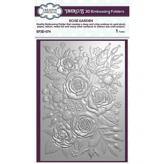 Creative Expressions 5 in x 7 in 3D Embossing Folder - Rose Garden EF3d-074