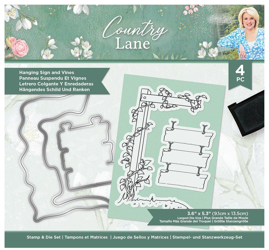 Sara Signature Country Lane Stamp and Die Hanging Sign and Vines