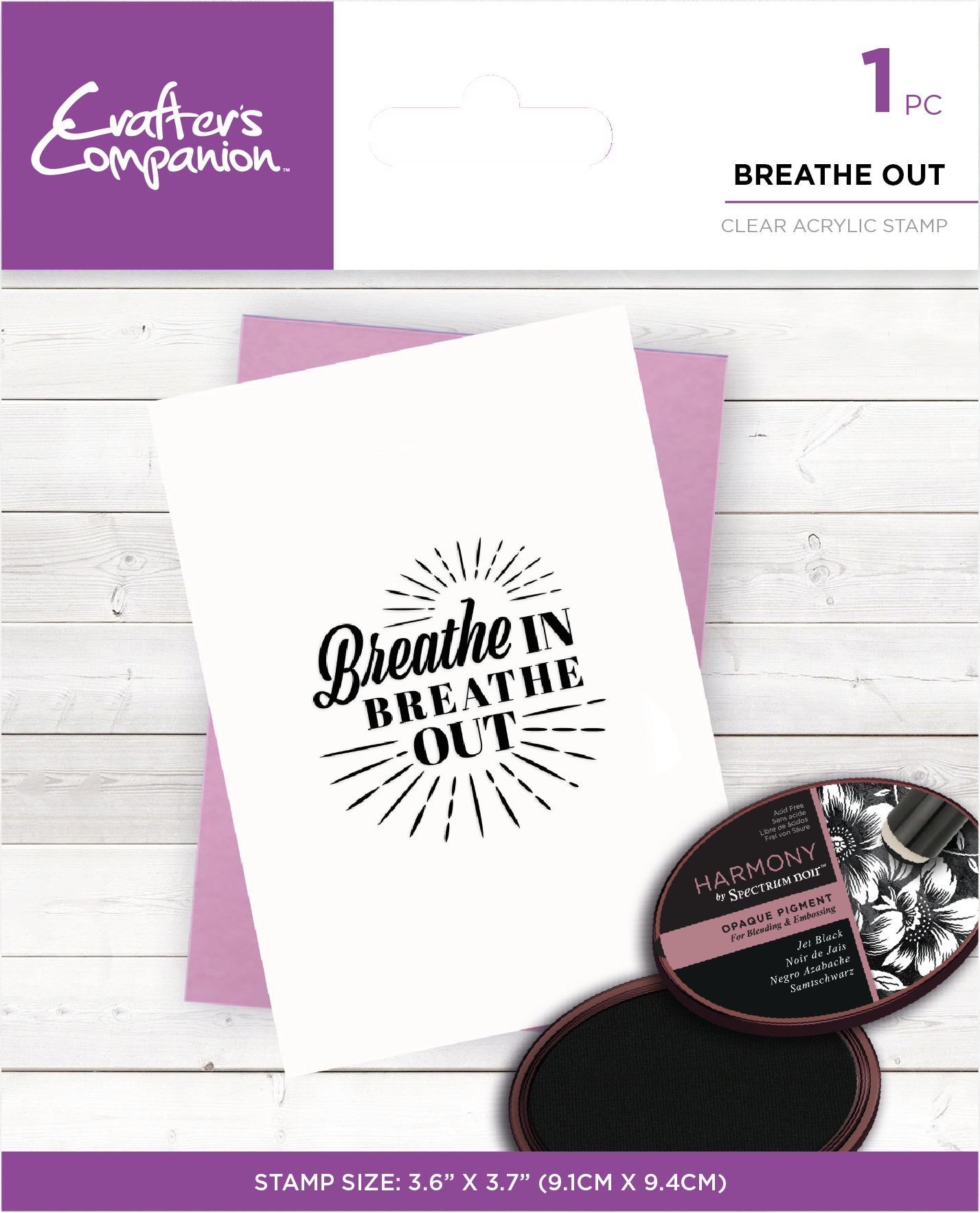 Crafters Companion Mindfulness Quotes Clear Acrylic Stamp Breathe Out