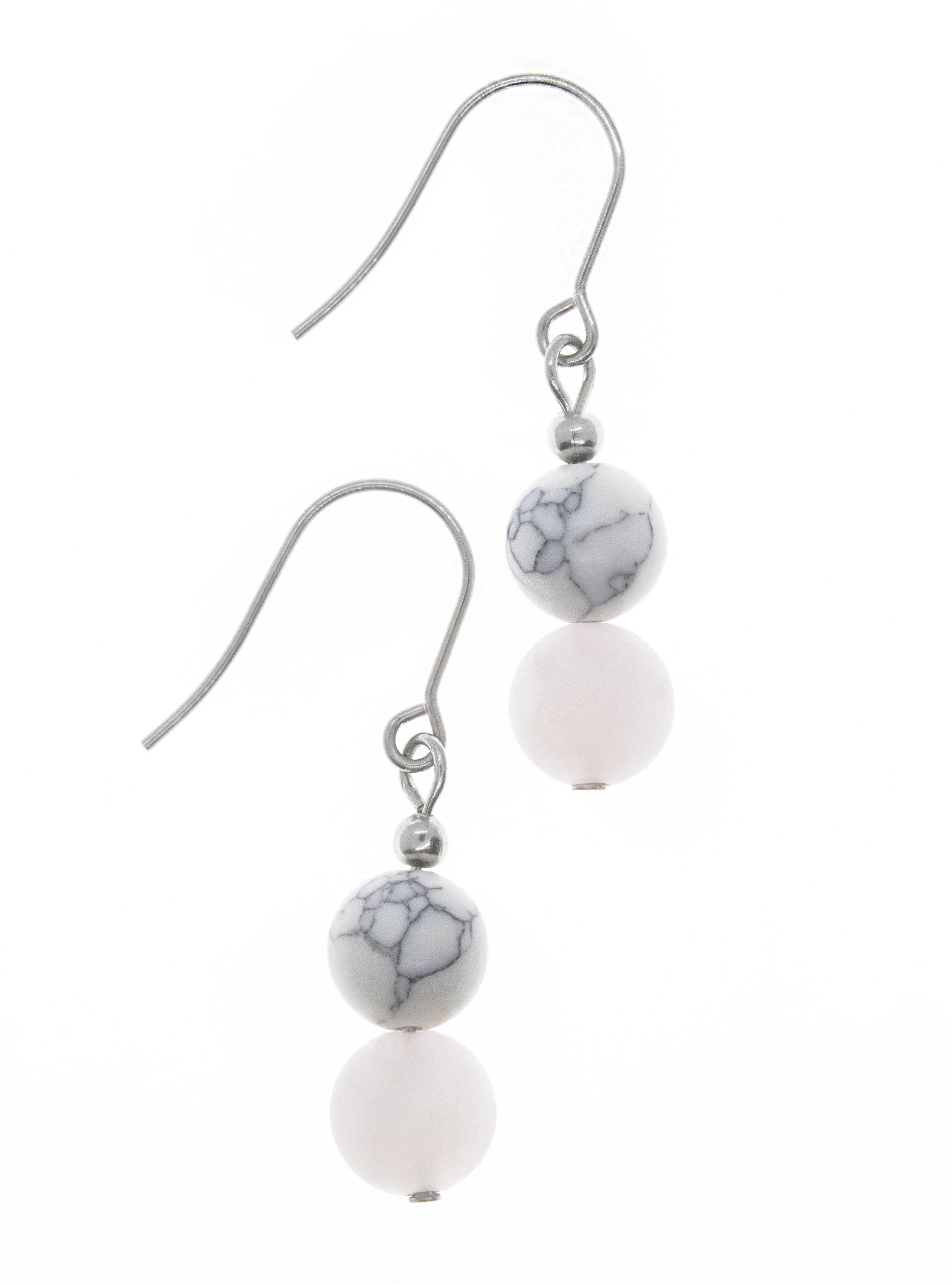 Online White Howlite Earrings