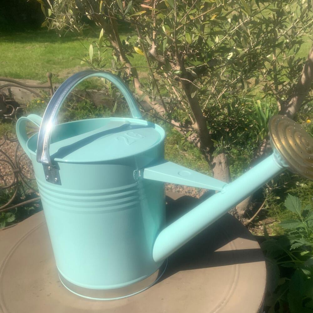 2 Gallon Metal Watering Can In Light Green   Metal Can2lgreen1 