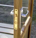 Mortice lock on Timber Greenhouse