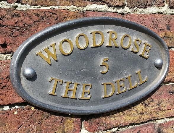 Lead oval house sign 31 x 17cm